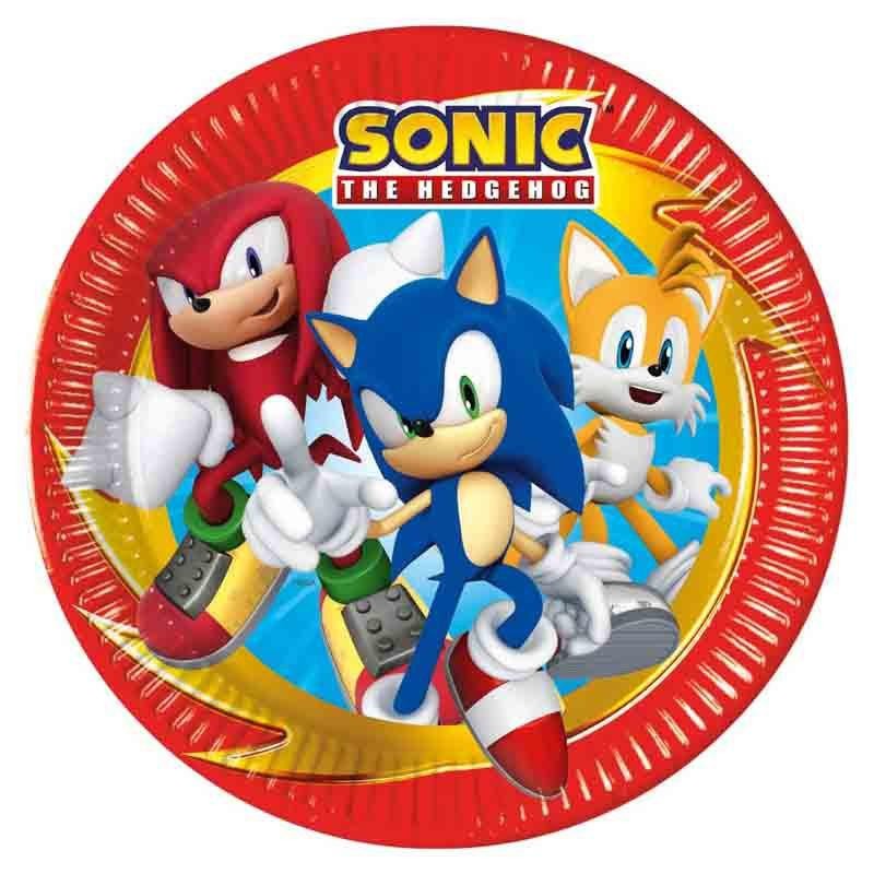 Piatto di Carta Ã˜ 23 cm Sonic &quot;The Hedgehog&quot; 8pz, 5PR95647