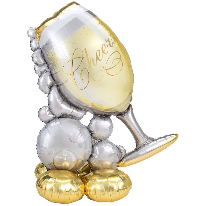Pallone foil AirLoonz Bubbly Wine Glass 104 x 129 cm - SI GONFIA AD ARIA - 1 pz, 7A4246811