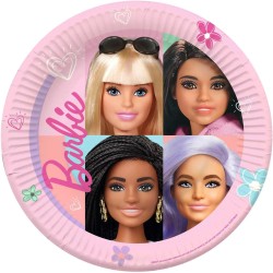 Amscan - Piatti di carta per feste con licenza ufficiale Barbie Sweet Life, rosa, 23 cm, 9915482-66