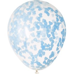 Palloni lattice 16&quot; - 40 cm con confetti cuore azzurri, 5 pz, 5UN73399