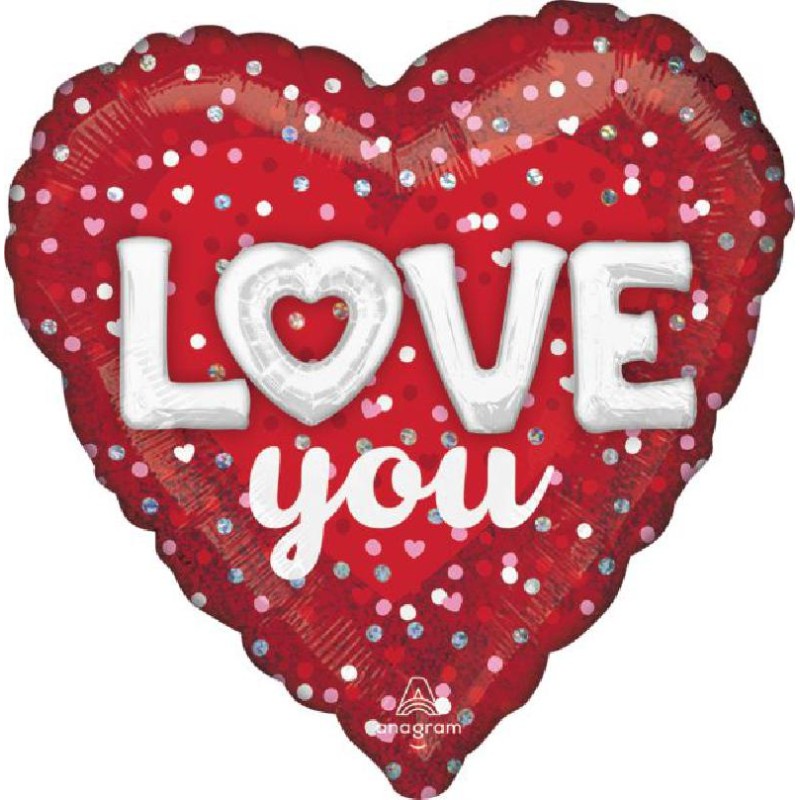 Palloncino 18&quot; - 45 cm Love You Hearts And Dots, 1 pz, 7A4258101