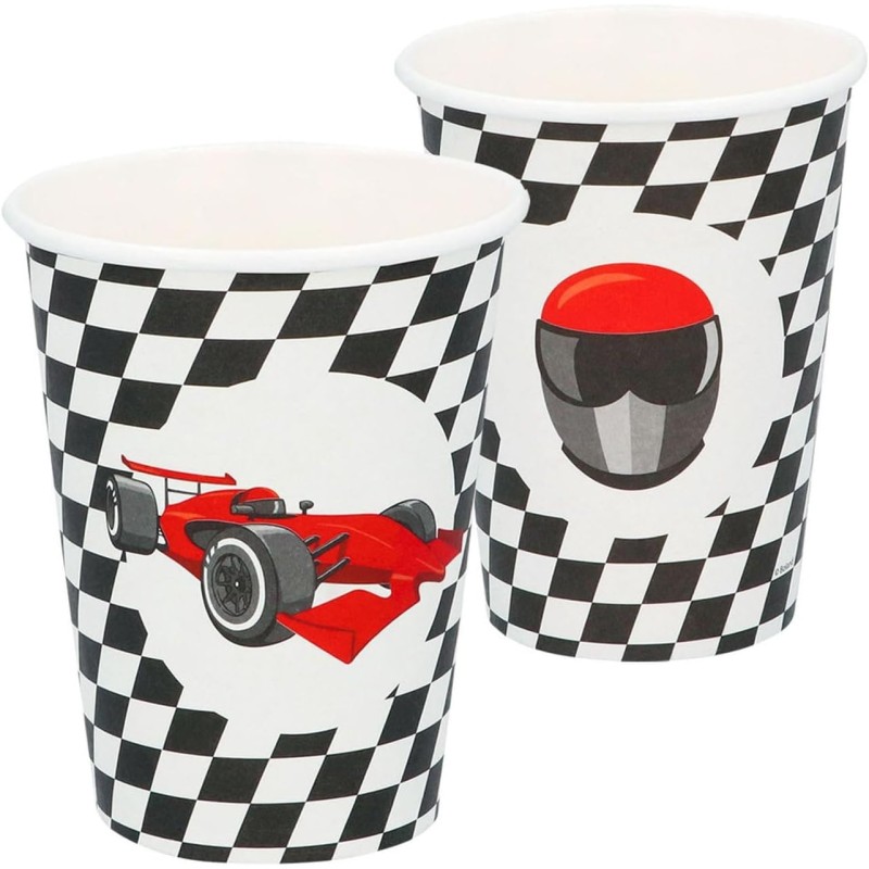 Boland - 44778 Speed Racing Car Bicchieri di carta 210 ml per feste e compleanni Formula Racing Car Confezione da 8 pezzi