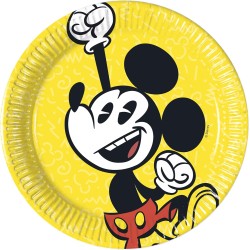 Procos - Confezione da 8 Piattini in Cartone, Topolino retrÃ², 20 cm, Taglia Unica, Multicolore, PR81848