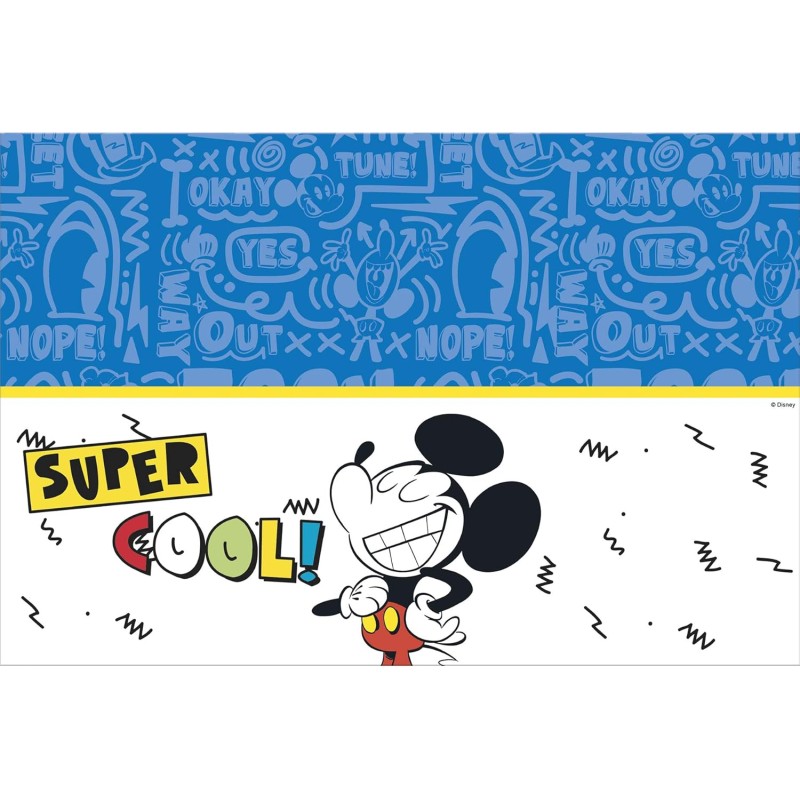 Tovaglia in Plastica Mickey Super Cool 90Â°compleanno (120x180 cm)