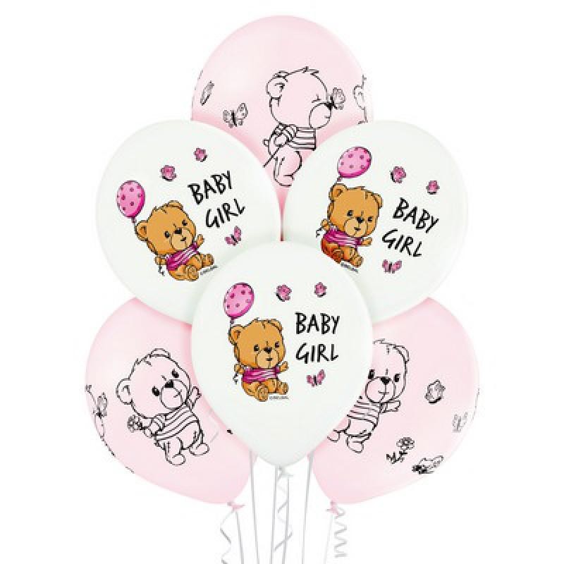 Pallone lattice 12&quot; - 30 cm Orsetto Baby Girl 2 disegni ass. - Retail 6 pz, 5BE5000672