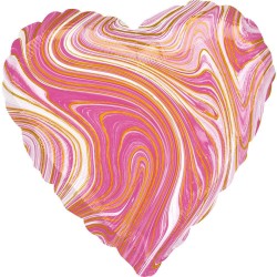 Pallone foil 18&quot; - 45 cm Cuore Marblez Rosa, 1 pz, 7A4209301