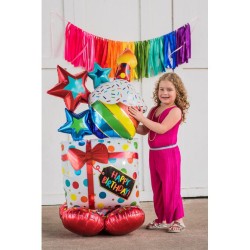 Pallone foil AirLoonz Stacked Birthday Icons 71x139 cm - SI GONFIA AD ARIA 1 pz, 7A4245011