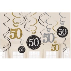 Swirls Sparkling Oro Festa Decorazioni A Spirale Celebrity 50, 1 pz, 7AM670479