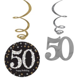 Swirls Sparkling Oro Festa Decorazioni A Spirale Celebrity 50, 1 pz, 7AM670479