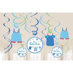 Set 12 Pendenti Swirl 45 cm Vestitini - Shower with Love Boy 12 pz, 7AM671491