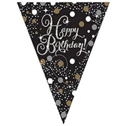 Festone bandierine 400 x 23 cm Happy Birthday Sparkling Celebrations 1 pz, 7AM9901178