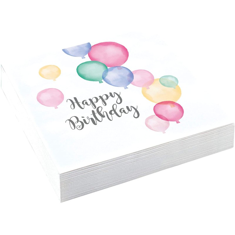 Tovaglioli Happy Birthday, 33 x 33 cm, colore: pastello, 20 pz, 7AM9903711