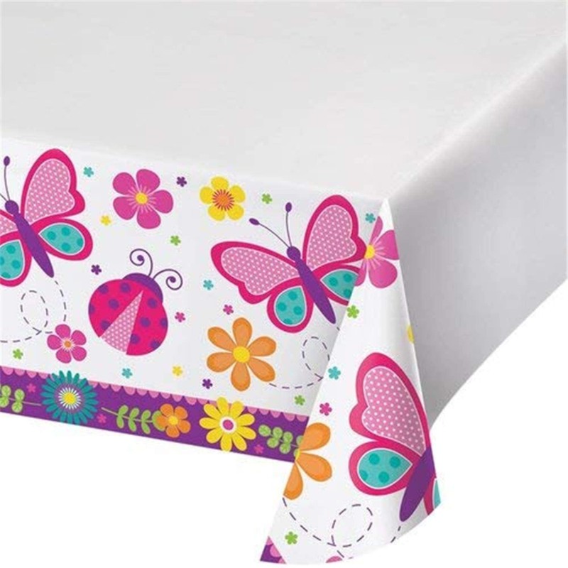 Tovaglia plastica 121 x 223 cm, Stampa sul Bordo, Farfalle-Butterfly Garden, Multicolore, 8C331752