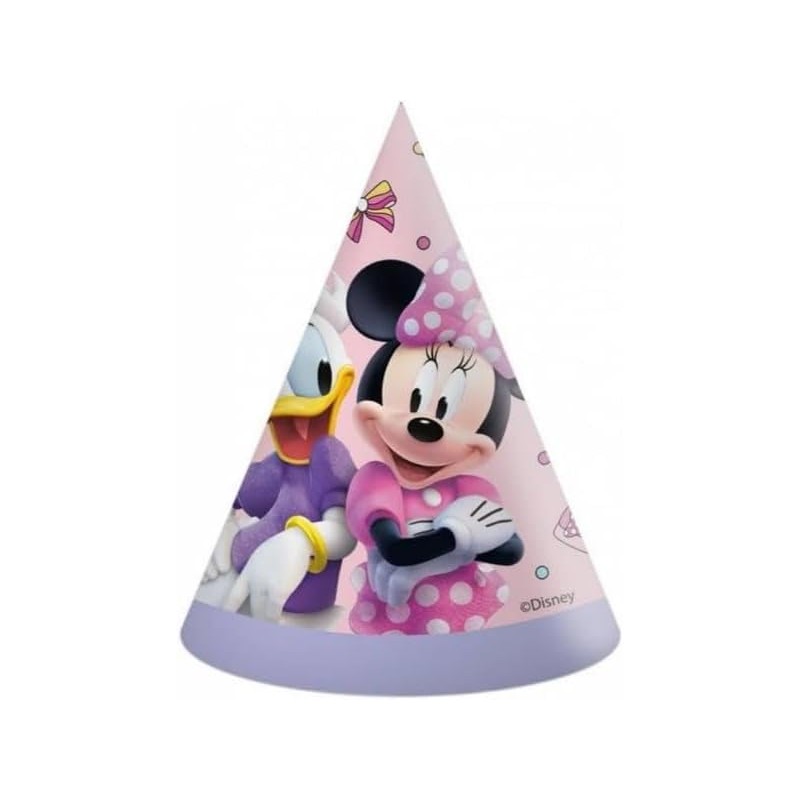 Cappellini Cono Party Disney Minnie Junior in Carta FSC, 6 Pezzi, Colorato, 23, 93943