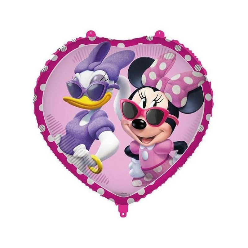 Palloncino Foil a Forma di Cuore con Minnie e Paperina 18&quot; 46 cm, 1pz.