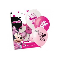 Busta 10 Palloncini in Lattice Minnie Disney Medium Size Standard Festa Balloon