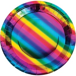 Piatti Metallic RAINBOW FOIL in carta Ã˜ 23 cm, 8 pz, multicolore, 335531