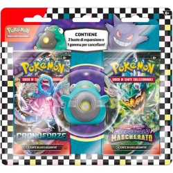 Il blister con 2 buste del GCC PokÃ©mon e la mini figure in gomma di Bellibolt/Gengar, assortimento casuale, 1 pezzo, PK60514-I