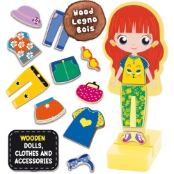 Lisciani - Montessori Wood Magnetic Fashion Doll, 98361