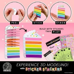 Fashion Angels - Sticker Stackers Set Bakery, Adesivi in â€‹â€‹Schiuma per creare in 3D, Cibo Giocattolo per Bambini, gioco STEM