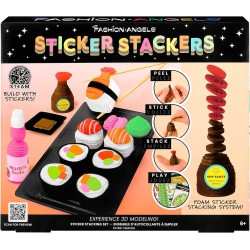 Fashion Angels - Sticker Stackers Set Sushi, Adesivi in â€‹â€‹Schiuma per creare in 3D, Cibo Giocattolo per Bambini, gioco STEM,