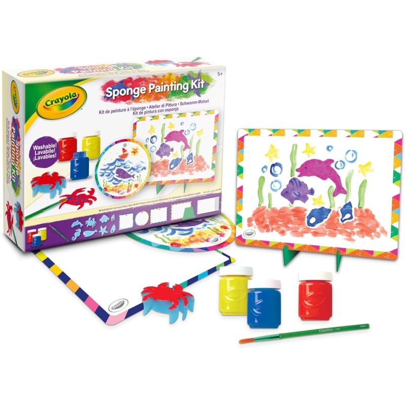 CRAYOLA - Set Atelier di Pittura, per Dipingere con Tempere Lavabili e Spugnette, AttivitÃ  Creativa per Bambini, da 5 anni, 04-