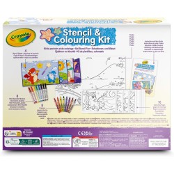 CRAYOLA - Set Stencil Fun, per Disegnare e Creare con Stencil, Pennarelli Lavabili e Pastelli a Cera, AttivitÃ  Creativa per Bam