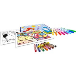 CRAYOLA - Set Stencil Fun, per Disegnare e Creare con Stencil, Pennarelli Lavabili e Pastelli a Cera, AttivitÃ  Creativa per Bam