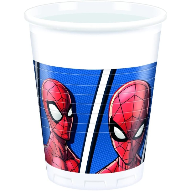 Procos - 8 bicchieri Spiderman 200 ml, per feste di compleanno per bambini e feste a tema, C89447