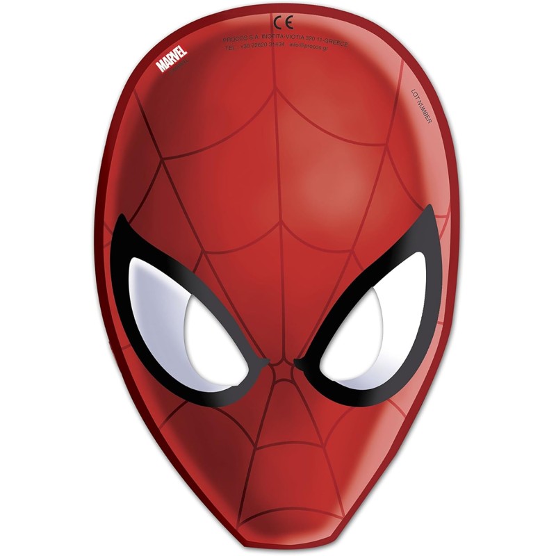 Spiderman Mascherine, Rosso, ca. 23 cm, 6 pezzi, 85179