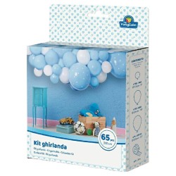 PartyCube - Kit Ghirlanda Palloncini Azzurra e Bianca con 65 pezzi, FB31348X