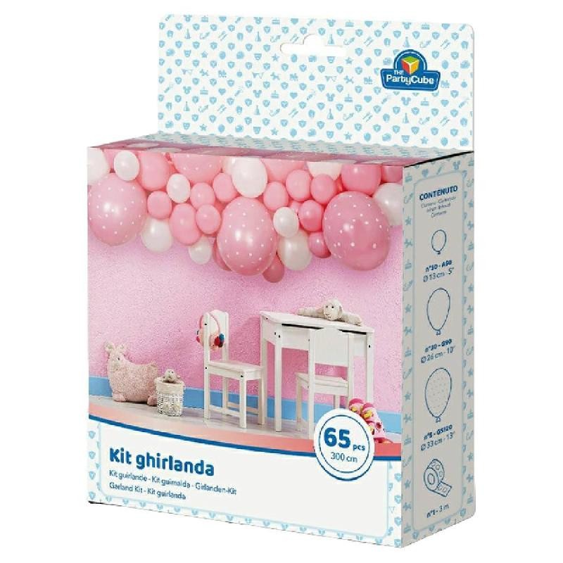 PartyCube - Kit Ghirlanda Palloncini Rosa e Bianca con 65 pezzi, FB31355X