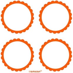 Amscan - Etichette Smerlate Arancio, Candy Buffet Scalloped Orange