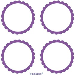 Amscan - Etichette Smerlate Lilla, Candy Buffet Scalloped Labels Purple