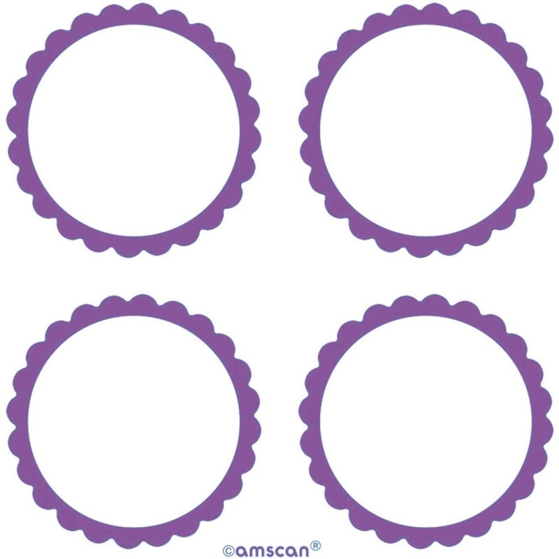 Amscan - Etichette Smerlate Lilla, Candy Buffet Scalloped Labels Purple