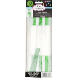 Amscan - SAcchetto Strisce Verde per Caramelle, Party Bag Stripes Kiwi