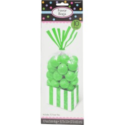 Amscan - SAcchetto Strisce Verde per Caramelle, Party Bag Stripes Kiwi