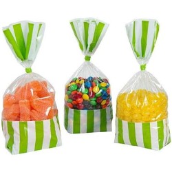 Amscan - SAcchetto Strisce Verde per Caramelle, Party Bag Stripes Kiwi