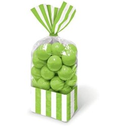 Amscan - SAcchetto Strisce Verde per Caramelle, Party Bag Stripes Kiwi