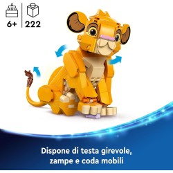 LEGO Disney Simba, il Cucciolo del Re Leone, da 6 Anni, Personaggio Giocattolo Costruibile con Parti Snodabili dal Film d Animaz