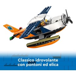 LEGO City Idrovolante dellâ€™Esploratore della Giungla, Aereo Giocattolo da Costruire con 2 Minifigure, 3 Action Figure di Cocco