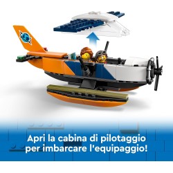 LEGO City Idrovolante dellâ€™Esploratore della Giungla, Aereo Giocattolo da Costruire con 2 Minifigure, 3 Action Figure di Cocco