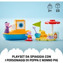 LEGO DUPLO Viaggio in Barca di Peppa Pig, Giochi Educativi da 2 Anni, Giocattolo per l Apprendimento Prescolare da Costruire con