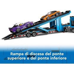 LEGO City Camion Trasportatore con Auto Sportive, Giochi Creativi da 7 Anni, Autocarro con Rimorchio e 3 Modelli di Macchine, Ve