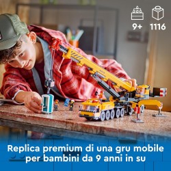 LEGO City Gru da Cantiere Mobile Gialla, da 9 Anni con Veicolo Giocattolo da Cantiere con Funzioni Realistiche e 4 Minifigure, I