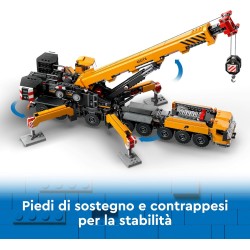 LEGO City Gru da Cantiere Mobile Gialla, da 9 Anni con Veicolo Giocattolo da Cantiere con Funzioni Realistiche e 4 Minifigure, I