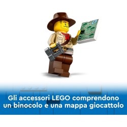 LEGO City Fuoristrada dellâ€™Esploratore della Giungla, Camion Giocattolo da Costruire con Minifigure, Tigre e Grotta, da 6 Anni