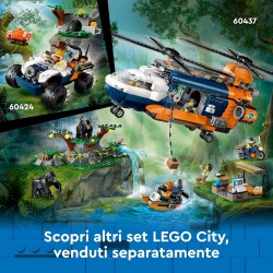 LEGO City Fuoristrada dellâ€™Esploratore della Giungla, Camion Giocattolo da Costruire con Minifigure, Tigre e Grotta, da 6 Anni