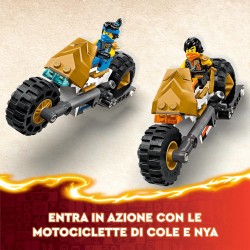 LEGO NINJAGO Cingolato del Team Ninja, Veicolo Giocattolo 4 in 1 con 2 Moto, Aliante e Macchina Fuoristrada da Costruire, da 9 A