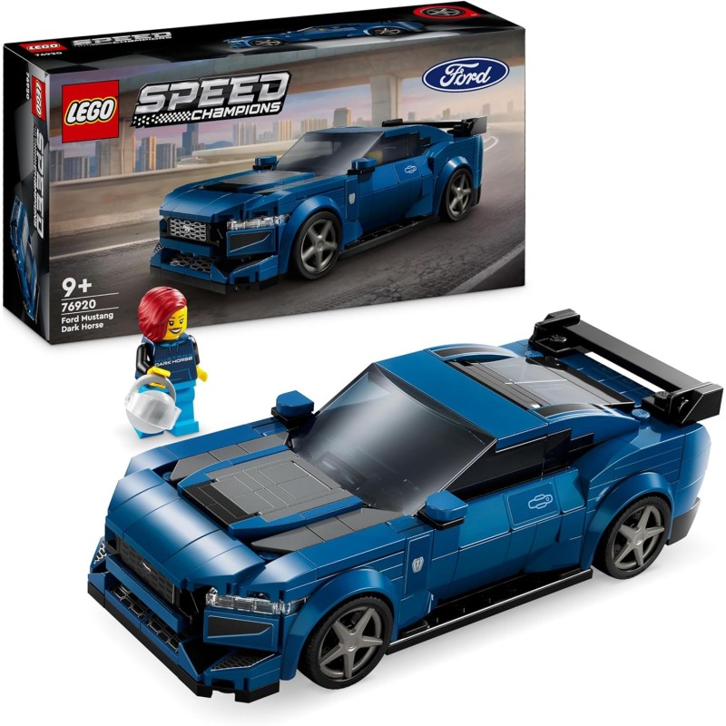 LEGO Speed Champions Auto Sportiva Ford Mustang Dark Horse, da 9 Anni in su, Modellino di Veicolo da Corsa con Minifigure, Idea 